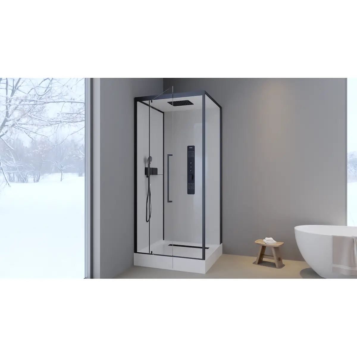 Eckdusche White I 90cm Weiß | Weiß