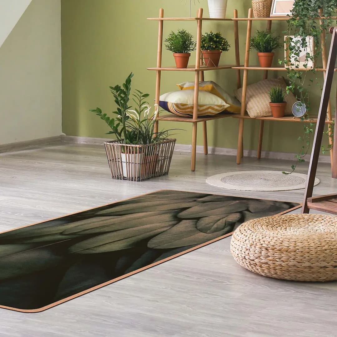 Läufer/Yogamatte Federn | Mehrfarbig