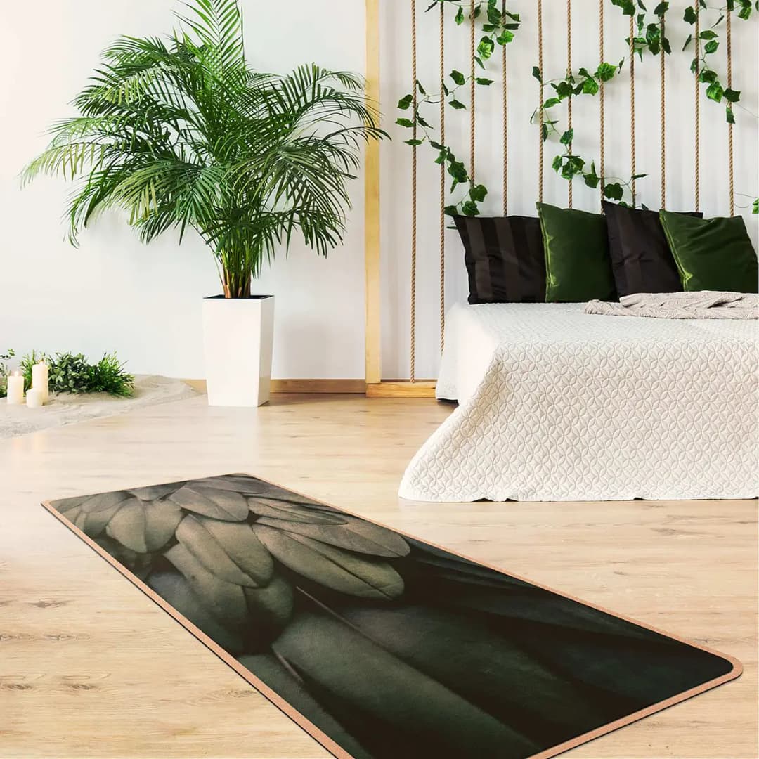 Läufer/Yogamatte Federn | Mehrfarbig