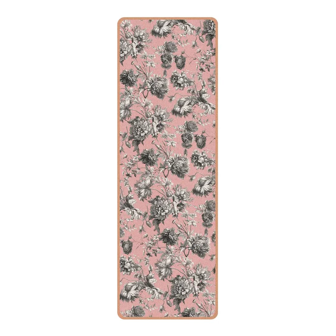 Läufer/Yogamatte Floraler Kupferstich | Pink