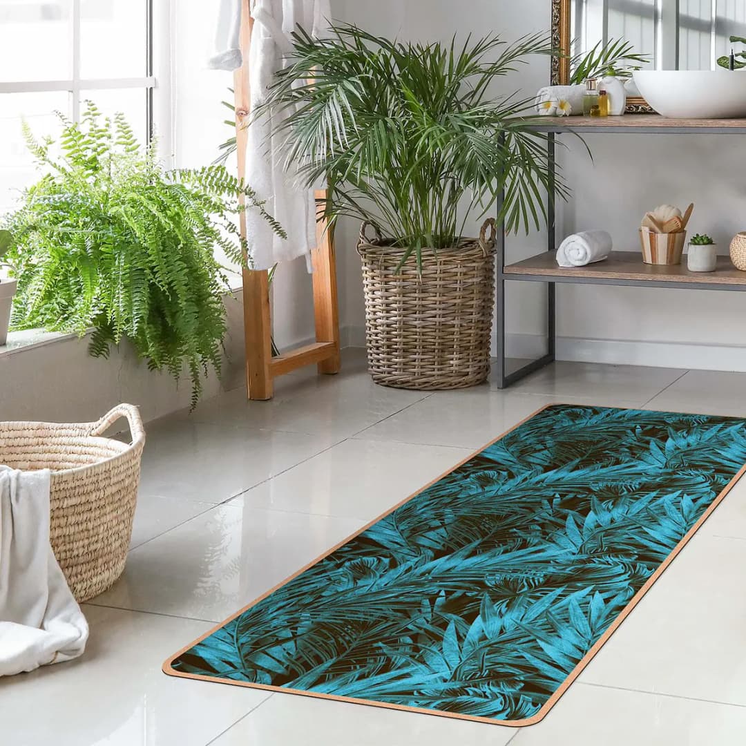 Läufer/Yogamatte Tropisches Unterholz | Blau