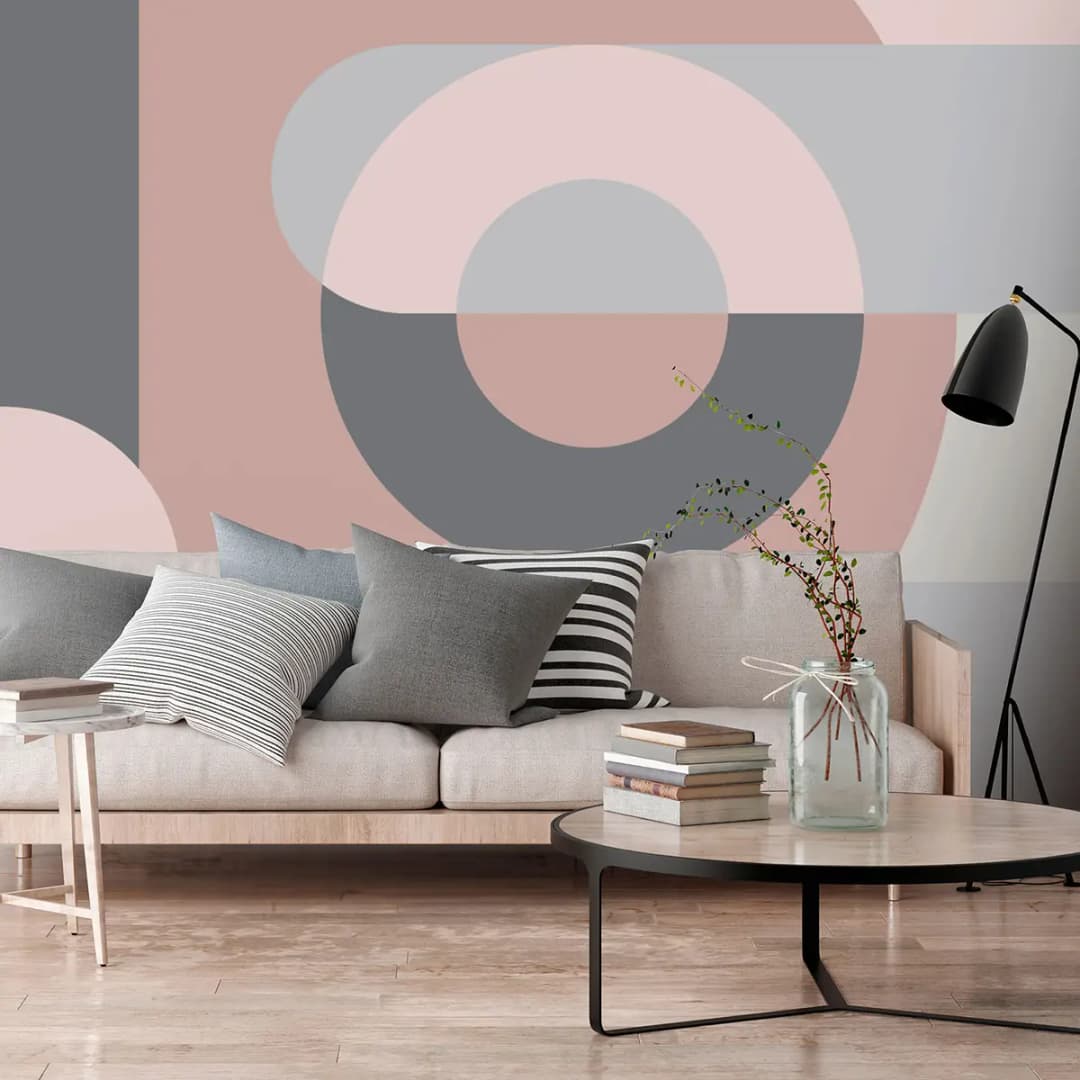 Vlies Fototapete Geometric Wreath | Pink