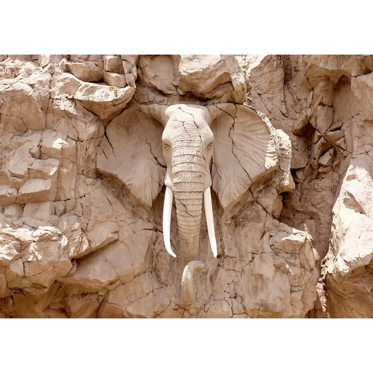 Vlies Fototapete Elephant Carving | Beige