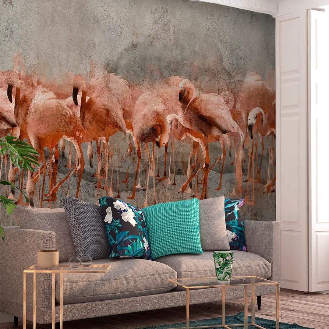 Vlies Fototapete Flamingo Lake | Pink