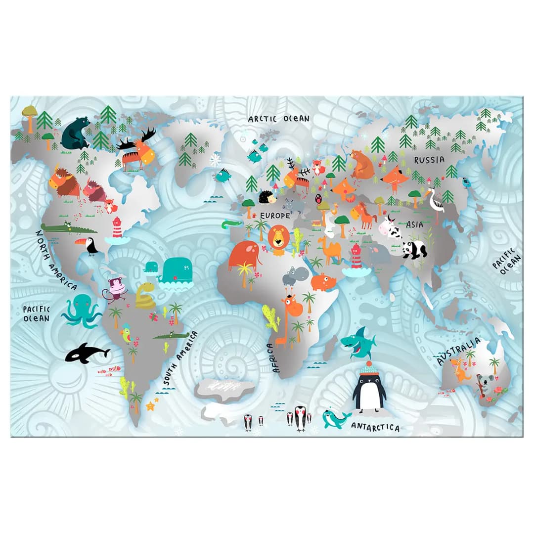 Wandbild Fairytale Map Leinen Multicolor | Mehrfarbig