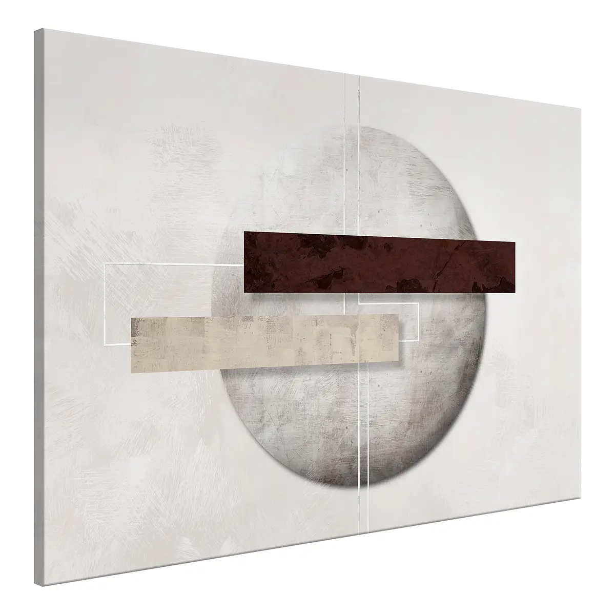 Wandbild Geometric Decay Leinen Grau | Grau