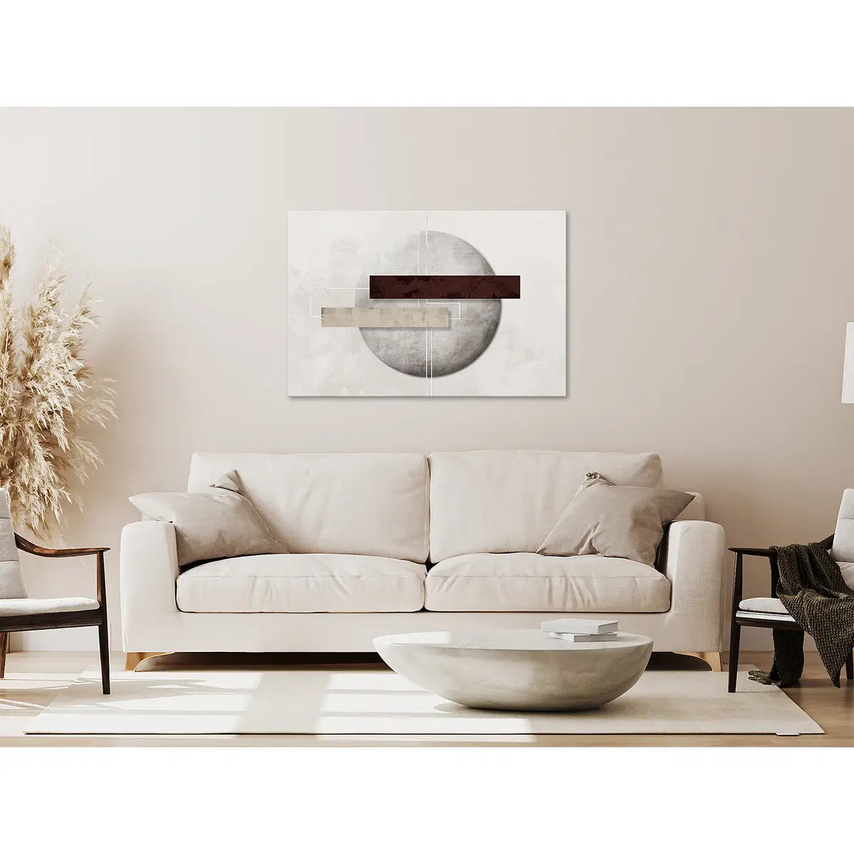 Wandbild Geometric Decay Leinen Grau | Grau