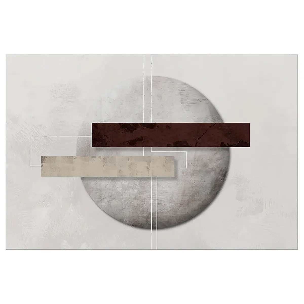 Wandbild Geometric Decay Leinen Grau | Grau