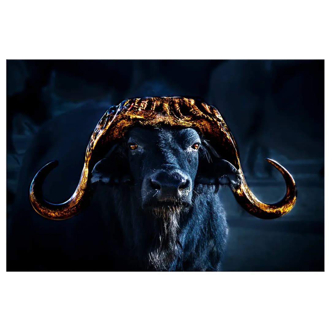Wandbild Golden Horns Leinen Blau | Blau