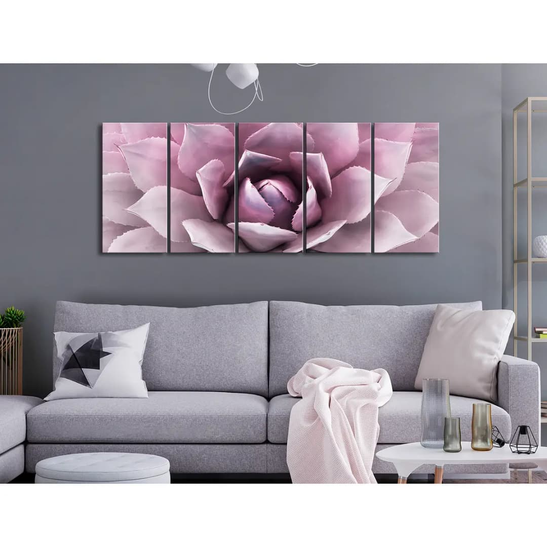 Wandbild Agave 5-teilig | Pink