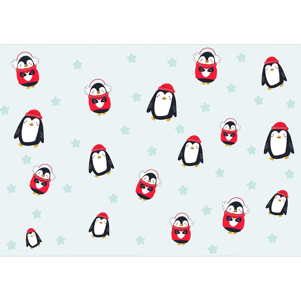 Vlies Fototapete Brawling Penguins 100cm | Blau