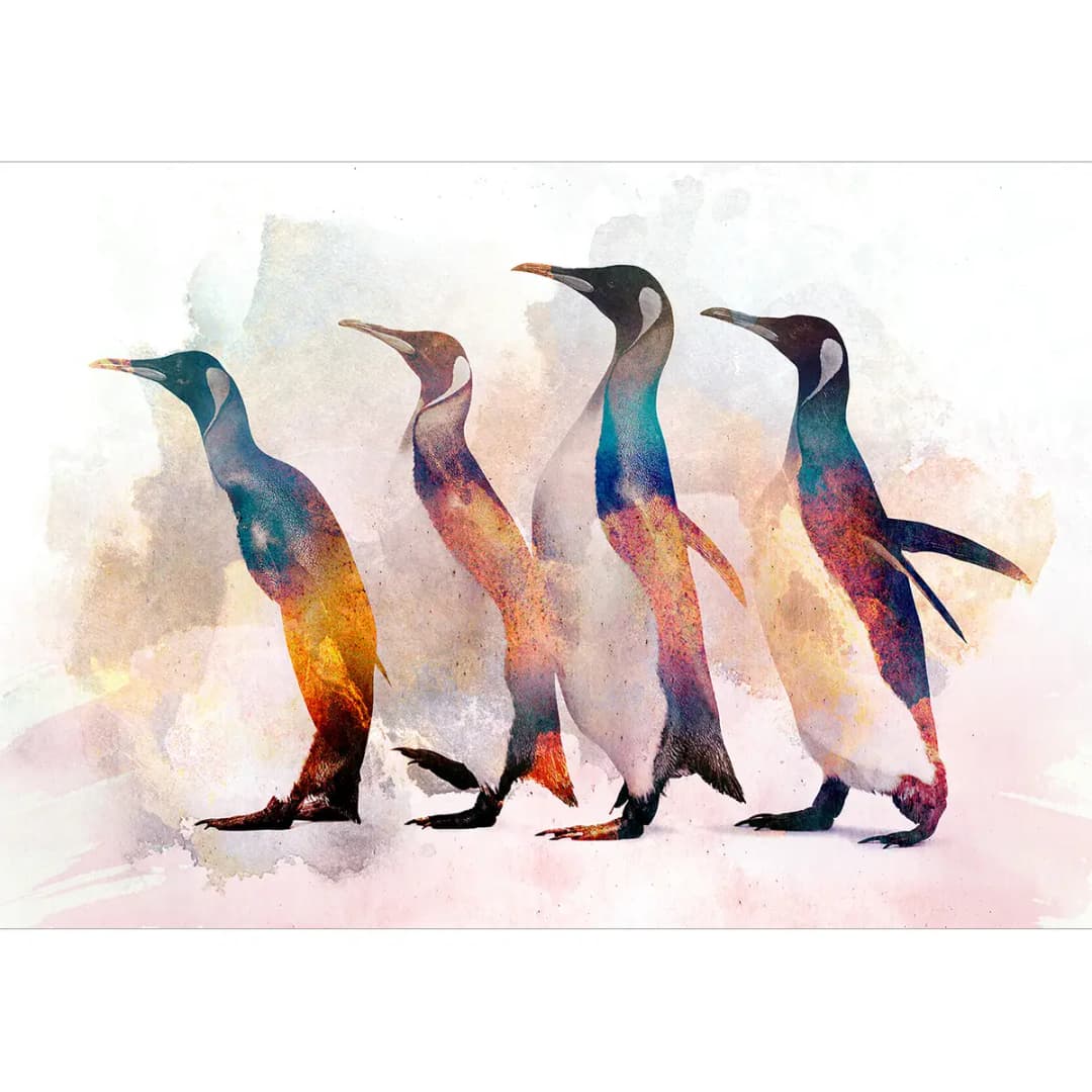 Vlies Fototapete Penguin Wandering 400cm | Mehrfarbig