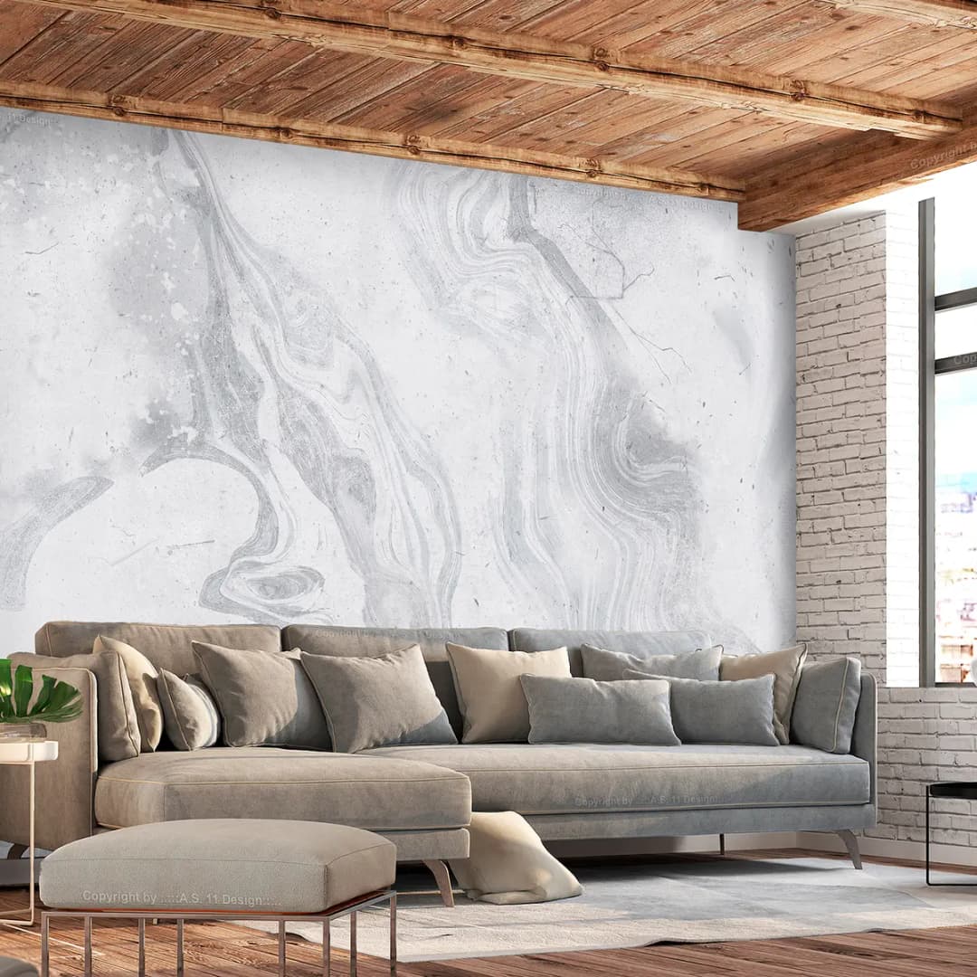 Vlies Fototapete Cloudy Marble 200cm | Grau