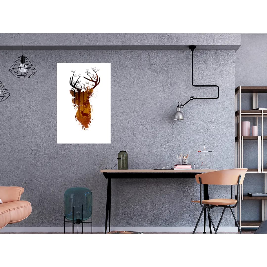 Wandbild Deer in the Morning | Weiß