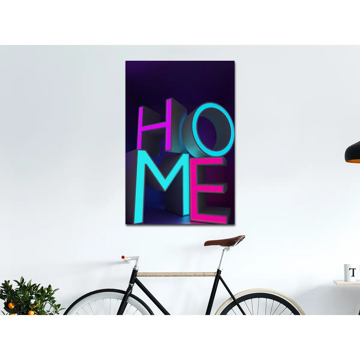 Wandbild Home Neon Leinen Violett 60 x 90cm | Lila