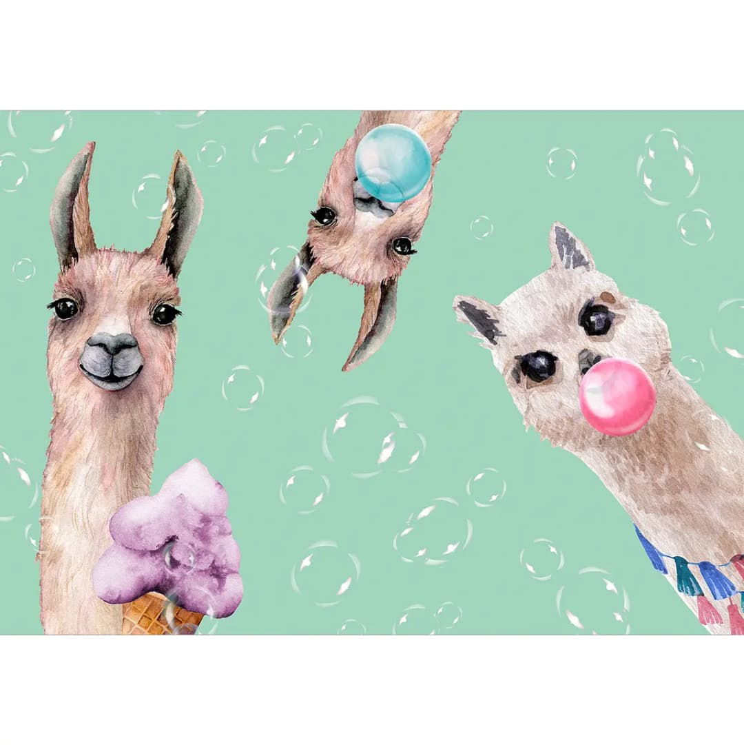 Vlies Fototapete Crazy Llamas 400cm | Mehrfarbig