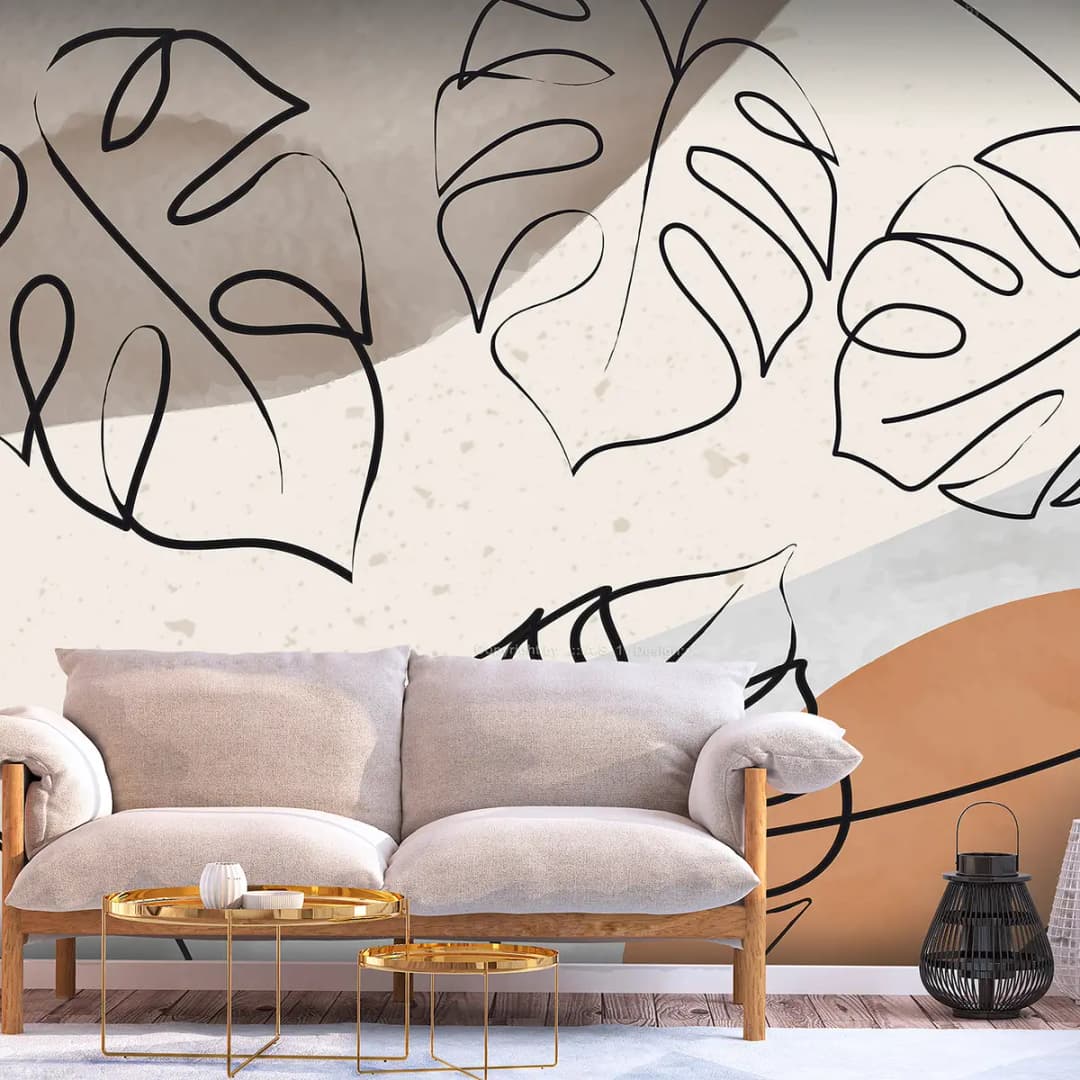 Vlies Fototapete Minimalistic Monstera | Mehrfarbig