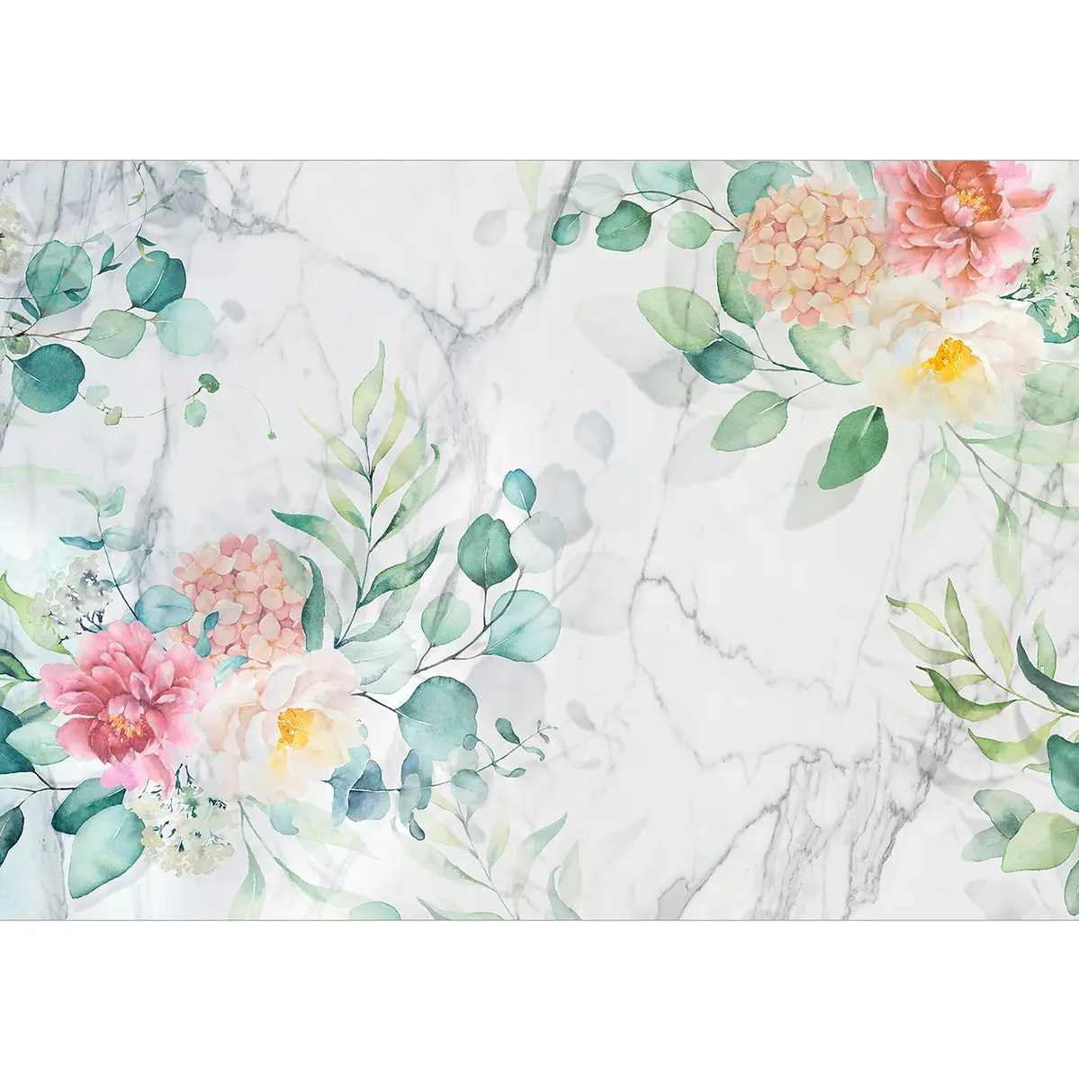 Vlies Fototapete Flowery Marble | Mehrfarbig