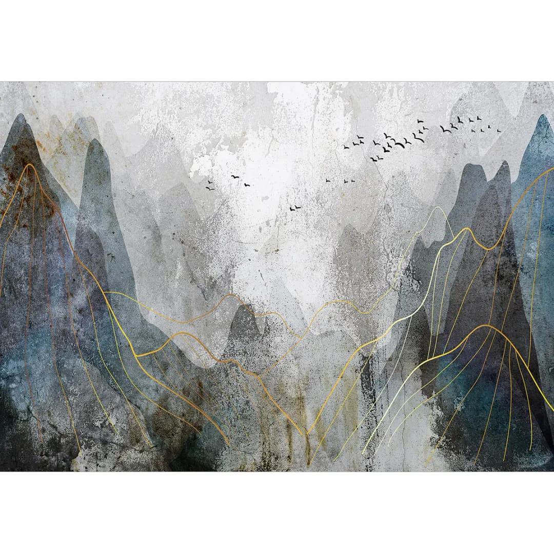 Vlies Fototapete Misty Mountain Pass | Grau