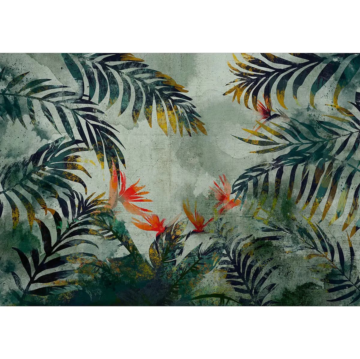 Vlies Fototapete Jungle Flowers 300cm | Mehrfarbig