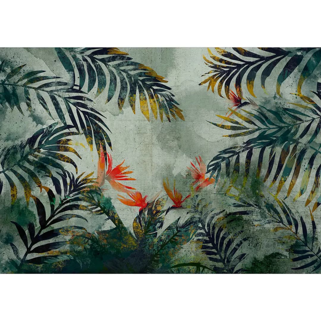 Vlies Fototapete Jungle Flowers 100cm | Mehrfarbig