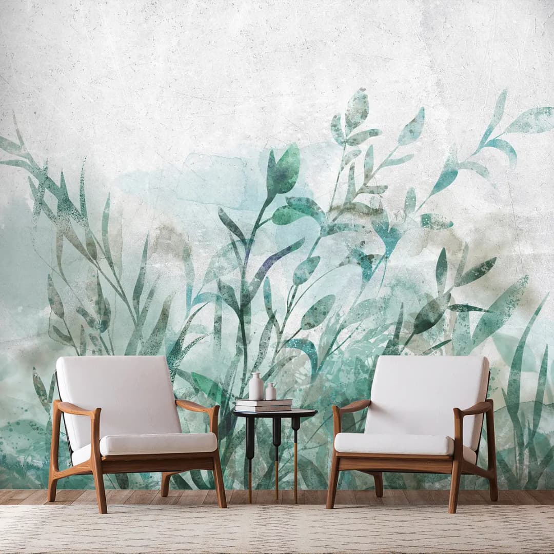 Vlies Fototapete Watercolor Nature 100cm | Grau