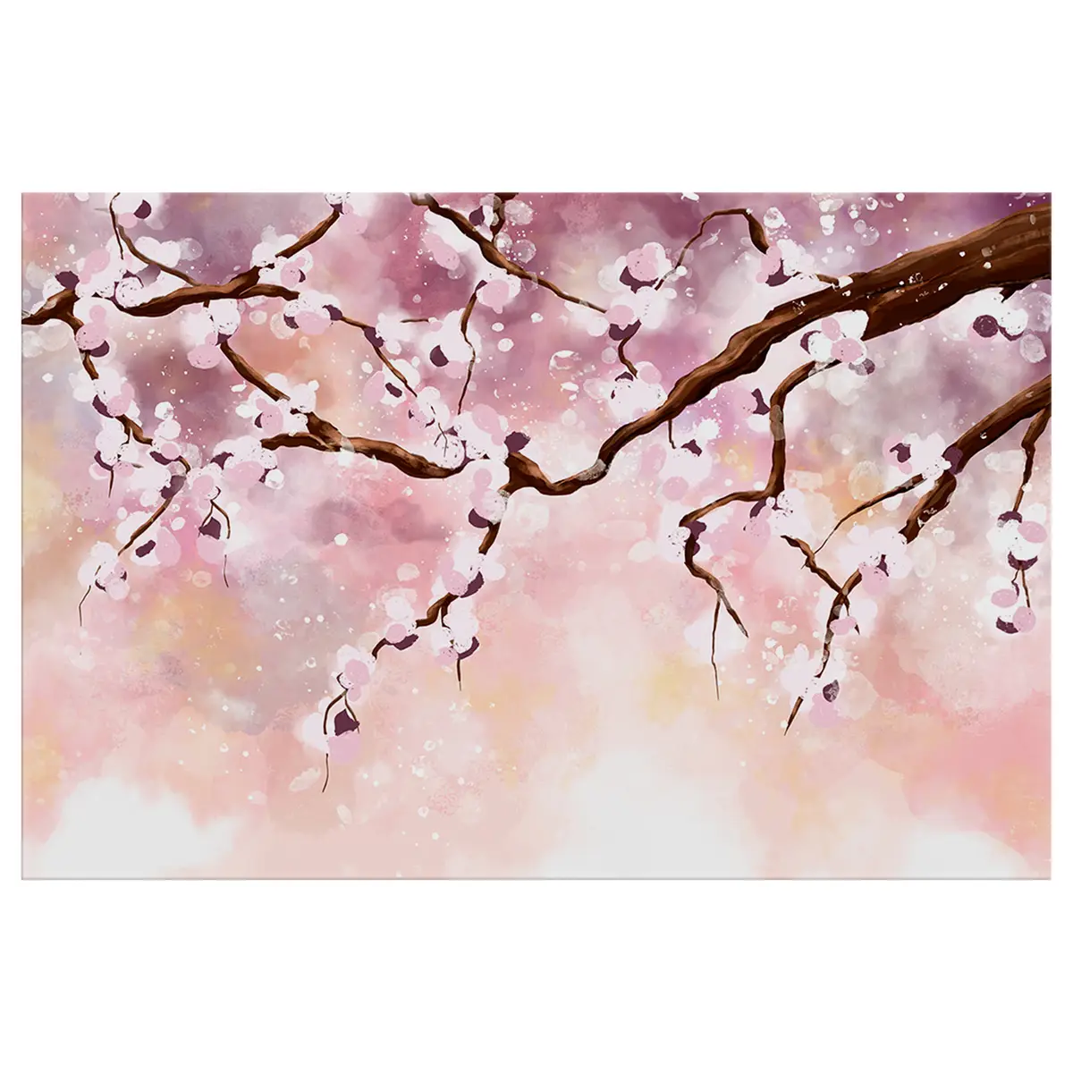 Wandbild Cherry Blossoms Leinen Pink 60 x 40cm | Pink