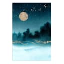 Wandbild Hazy Moon Leinen Blau | Blau