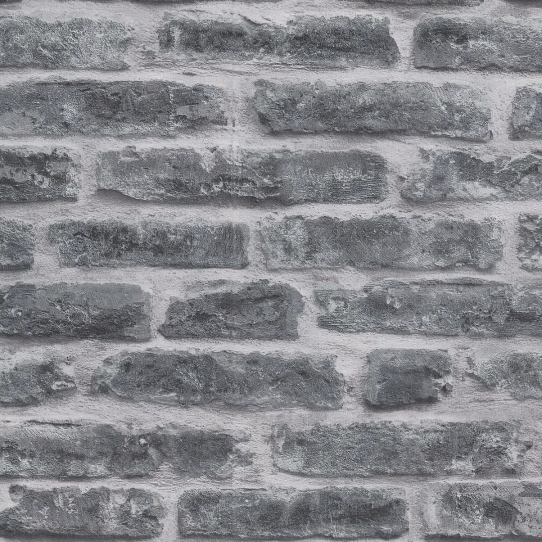Vliestapete Backstein Grau | Grau