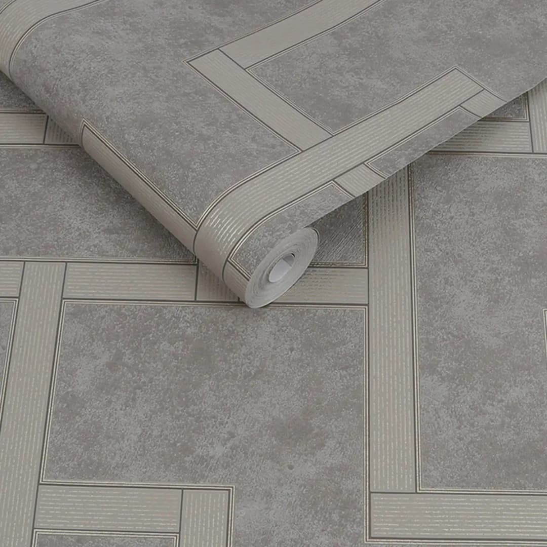 Vliestapete Gilded Greek Key | Grau