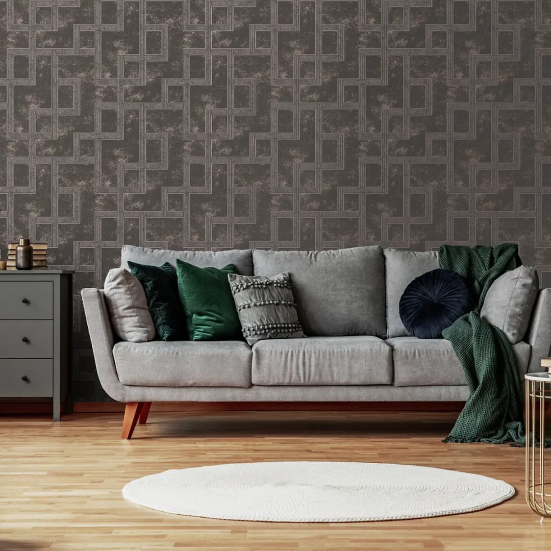 Vliestapete Gilded Greek Key | Braun