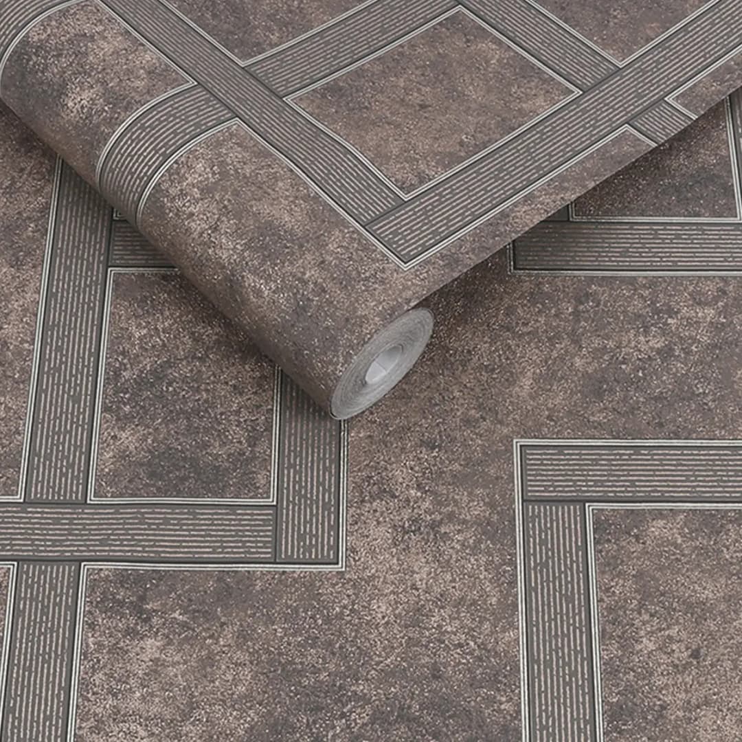 Vliestapete Gilded Greek Key | Braun