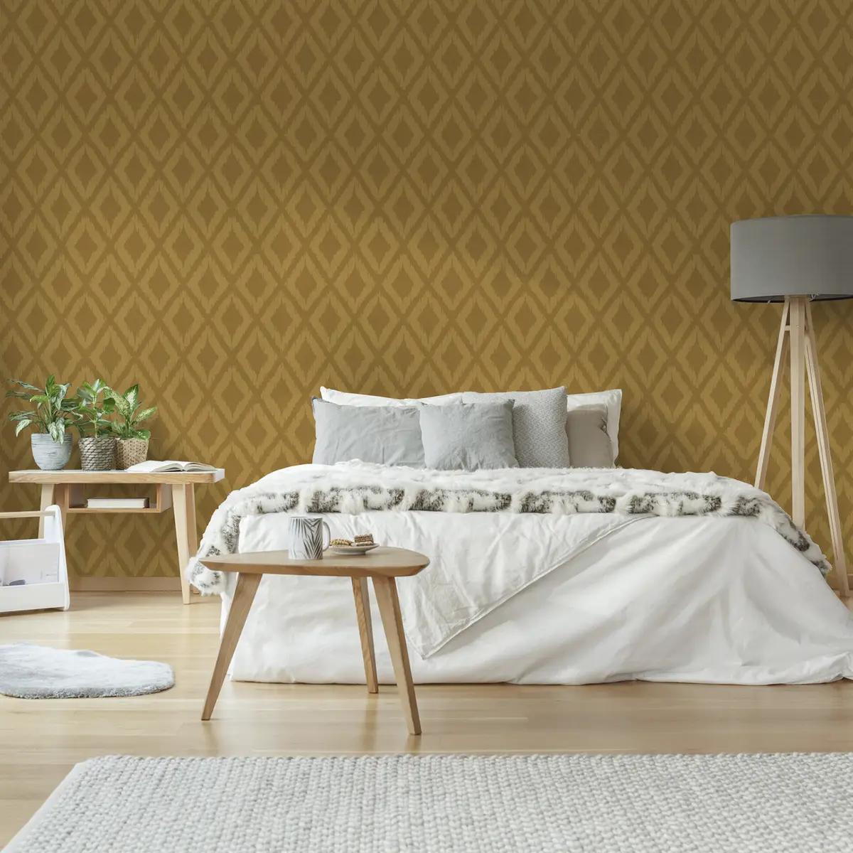 Vliestapete Ikat | Gelb