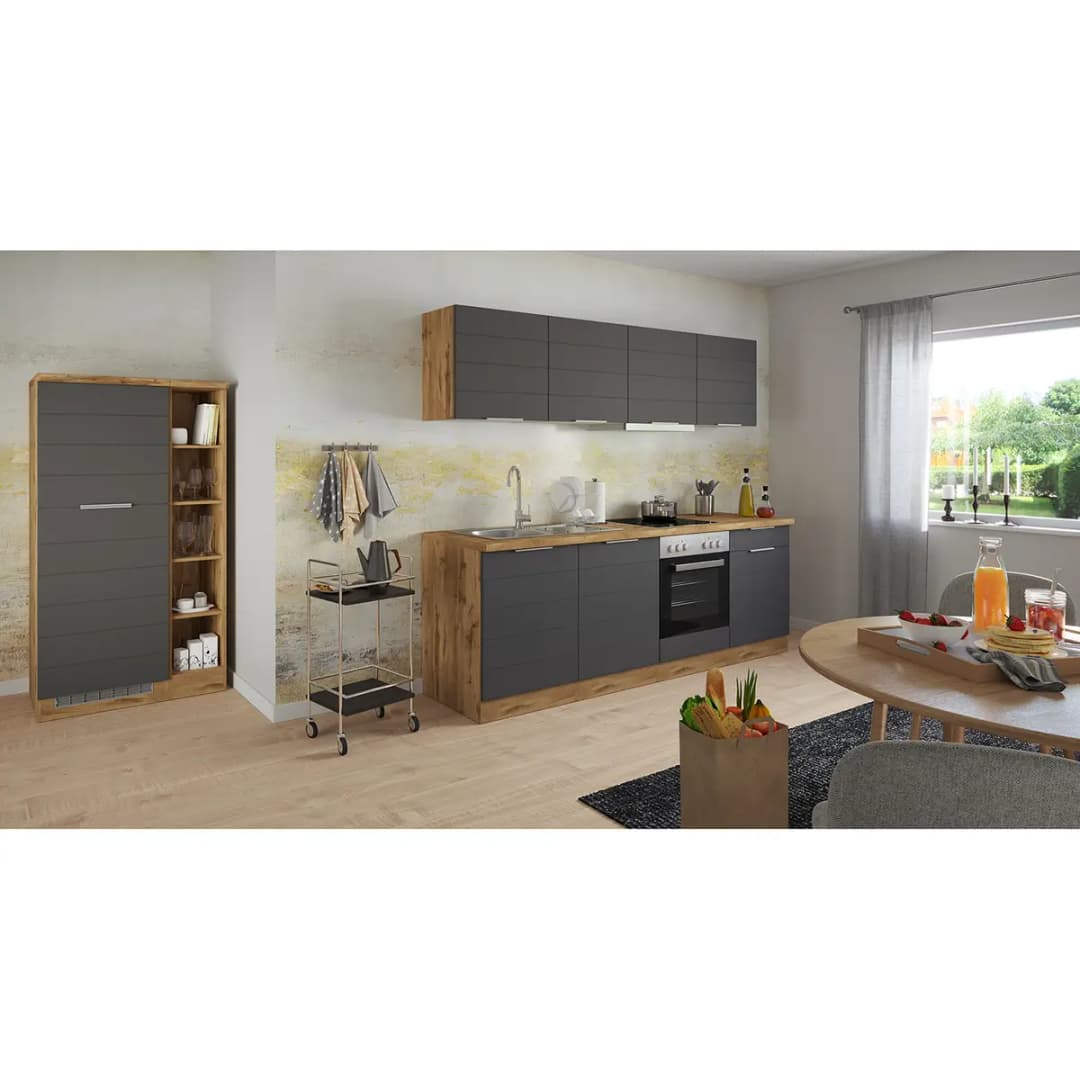 Küchenzeile Florenz I 330cm Grau/Matt Grau | Grau