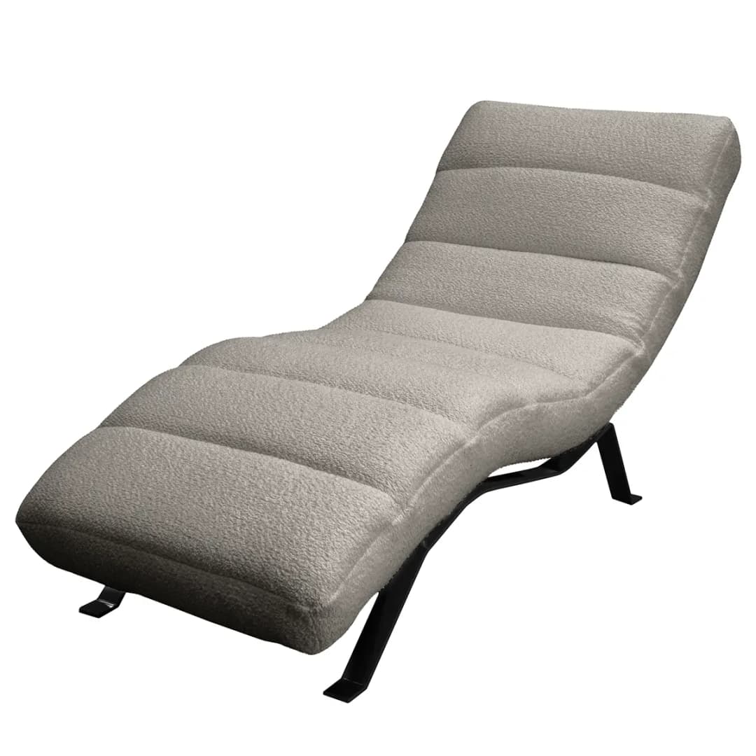 Relaxliege Kasson Grau Bouclé Stoff Abby Schwarz 172 x 96 x