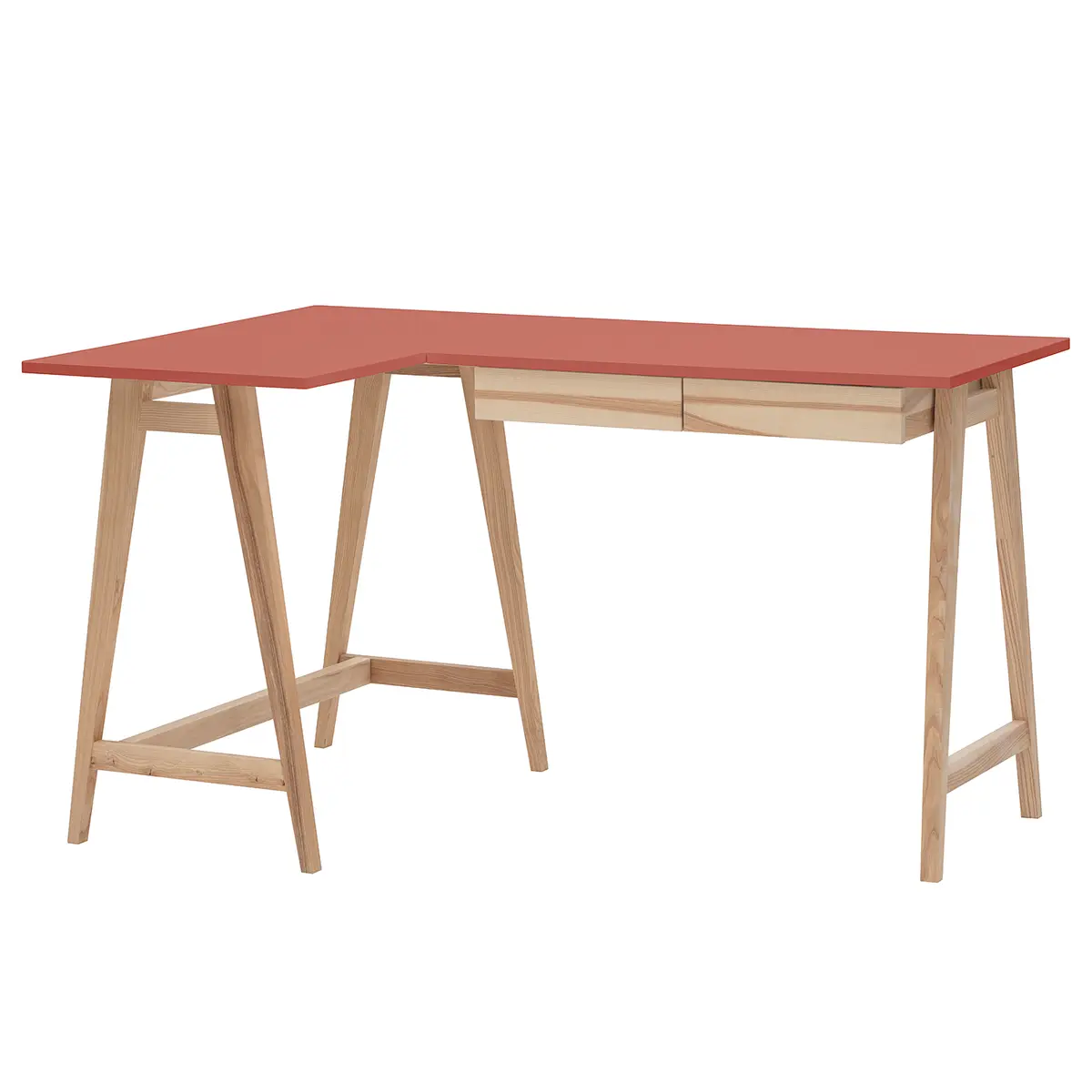 Eckschreibtisch 135cm Schublade rechts Pink/Altrosa | Rosa