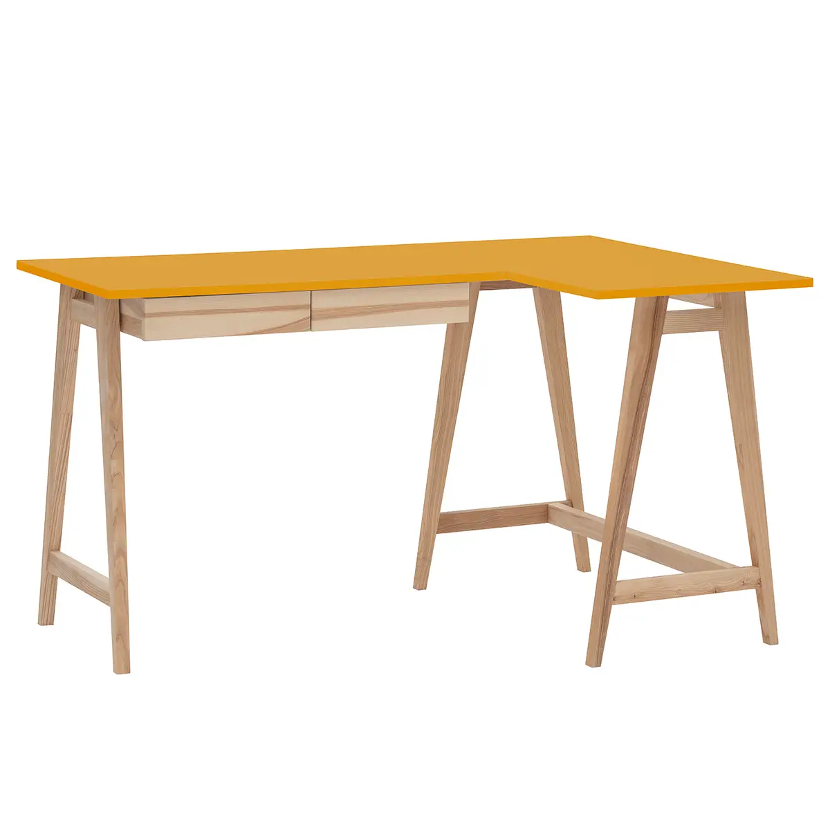 Eckschreibtisch 135cm Schublade links | Gelb