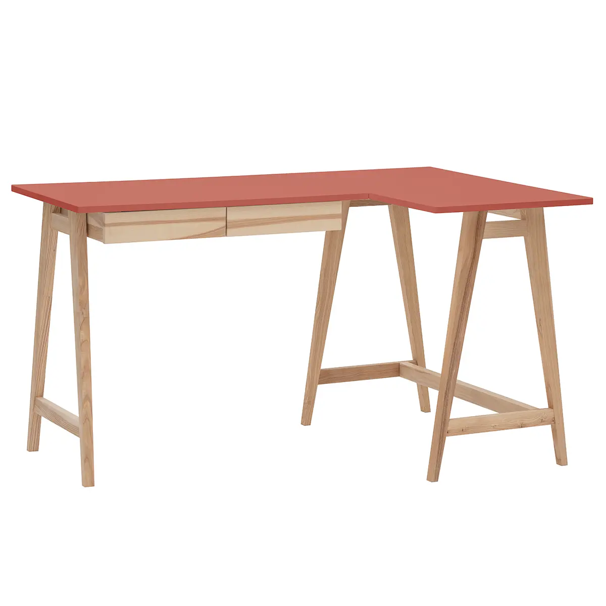 Eckschreibtisch 135cm Schublade links | Rosa
