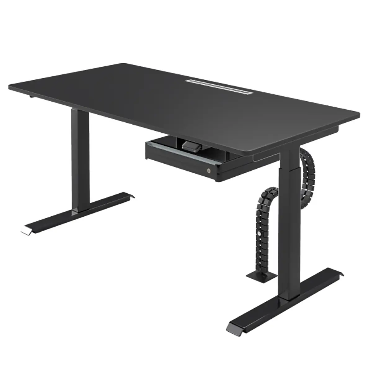 Schreibtisch Warnes II 160cm Schwarz/Schwarz | Schwarz