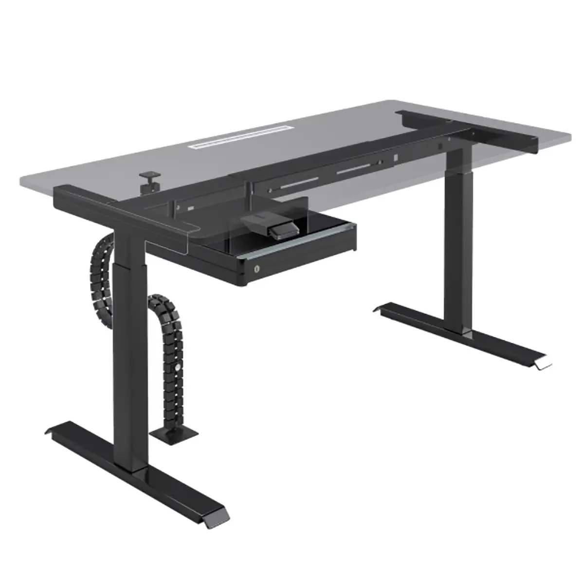 Schreibtisch Warnes II 160cm Schwarz/Schwarz | Schwarz