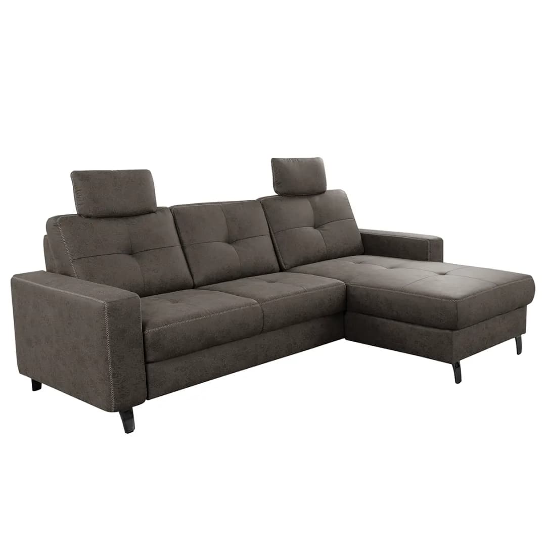Ecksofa WadiWOOD IV Grau Microfaser Taeko | Grau