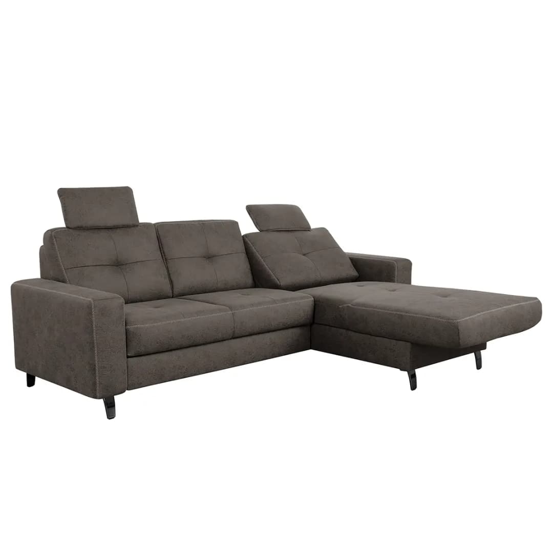 Ecksofa WadiWOOD IV Grau Microfaser Taeko | Grau