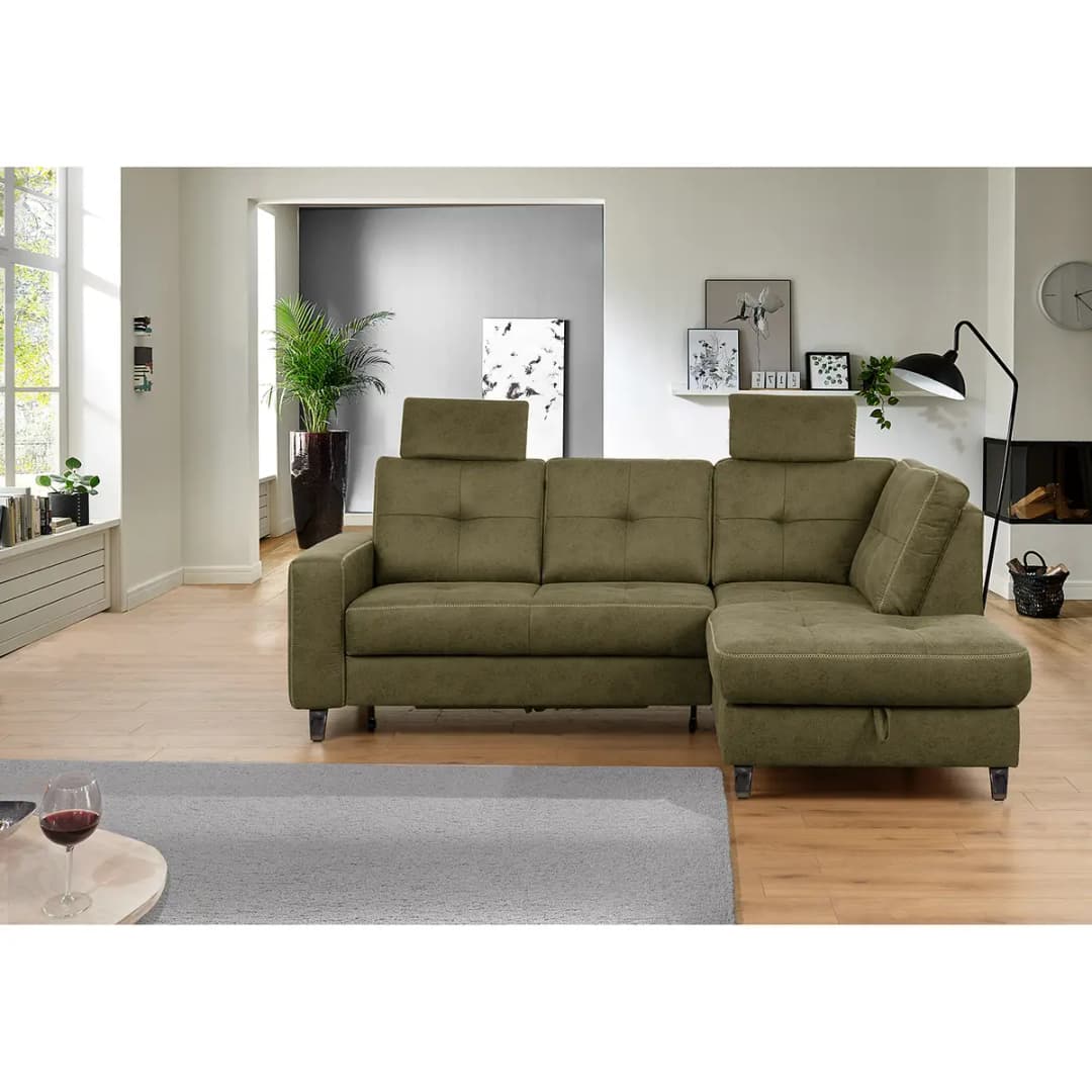 Ecksofa WadiWOOD III Grün Microfaser Taeko | Grün