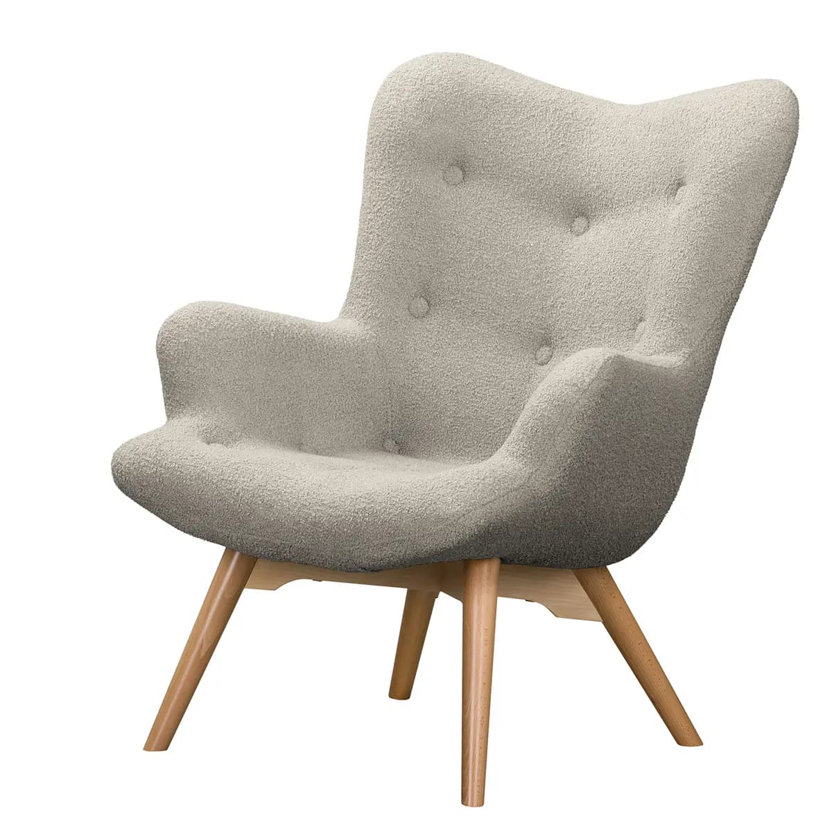 Sessel Grau Bouclé Stoff Nola | Grau