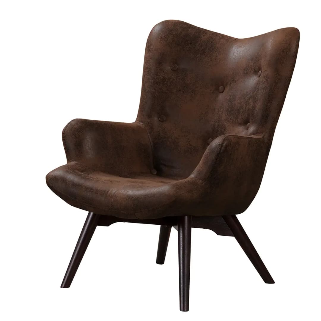 Sessel Braun Microfaser Goda mit Hocker | Braun