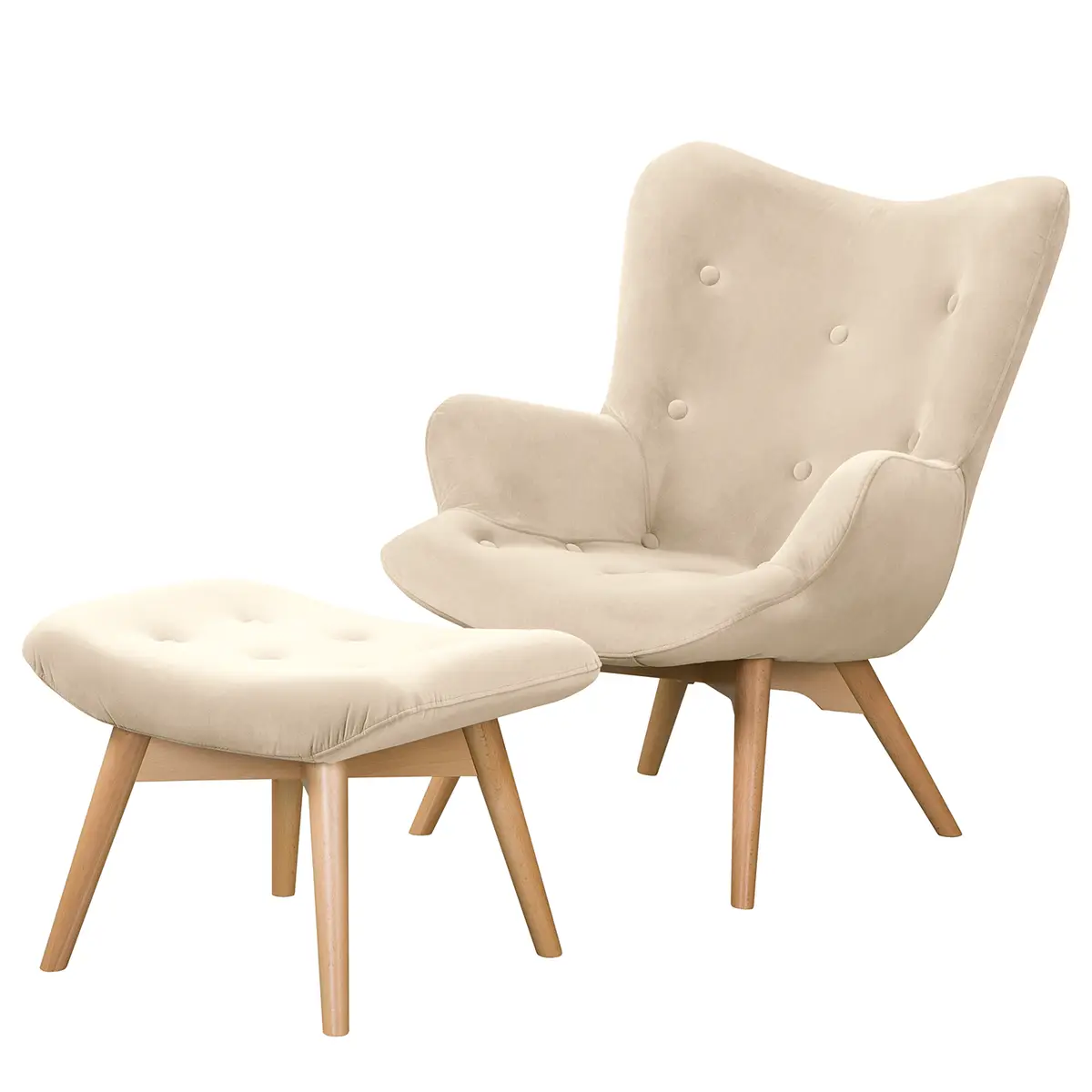 Sessel Vaia mit Hocker | Beige