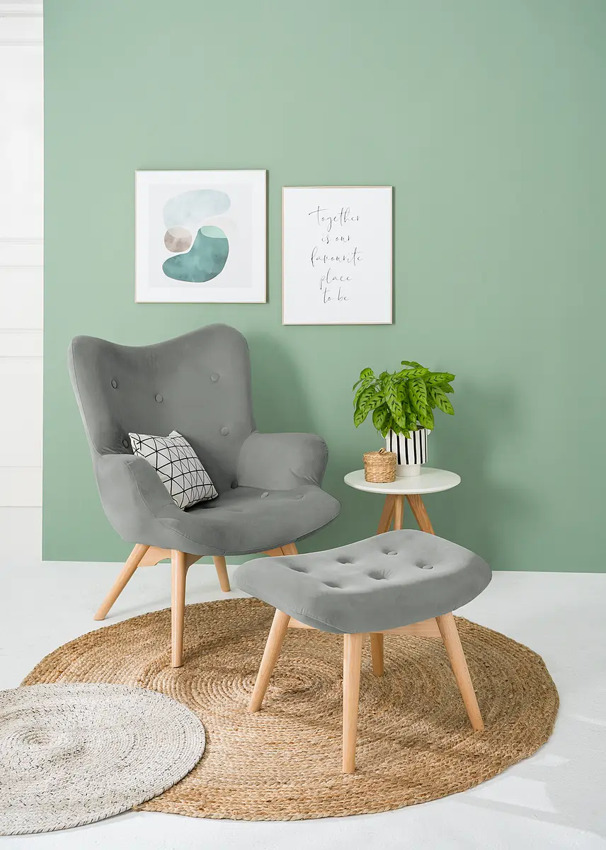 Polsterhocker Vaia | Grau