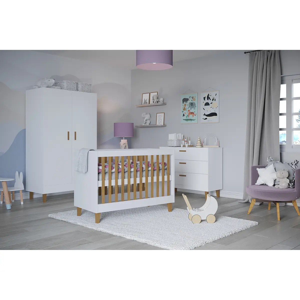 Babybett 60 x 120cm Weiß/Weiß | Weiß