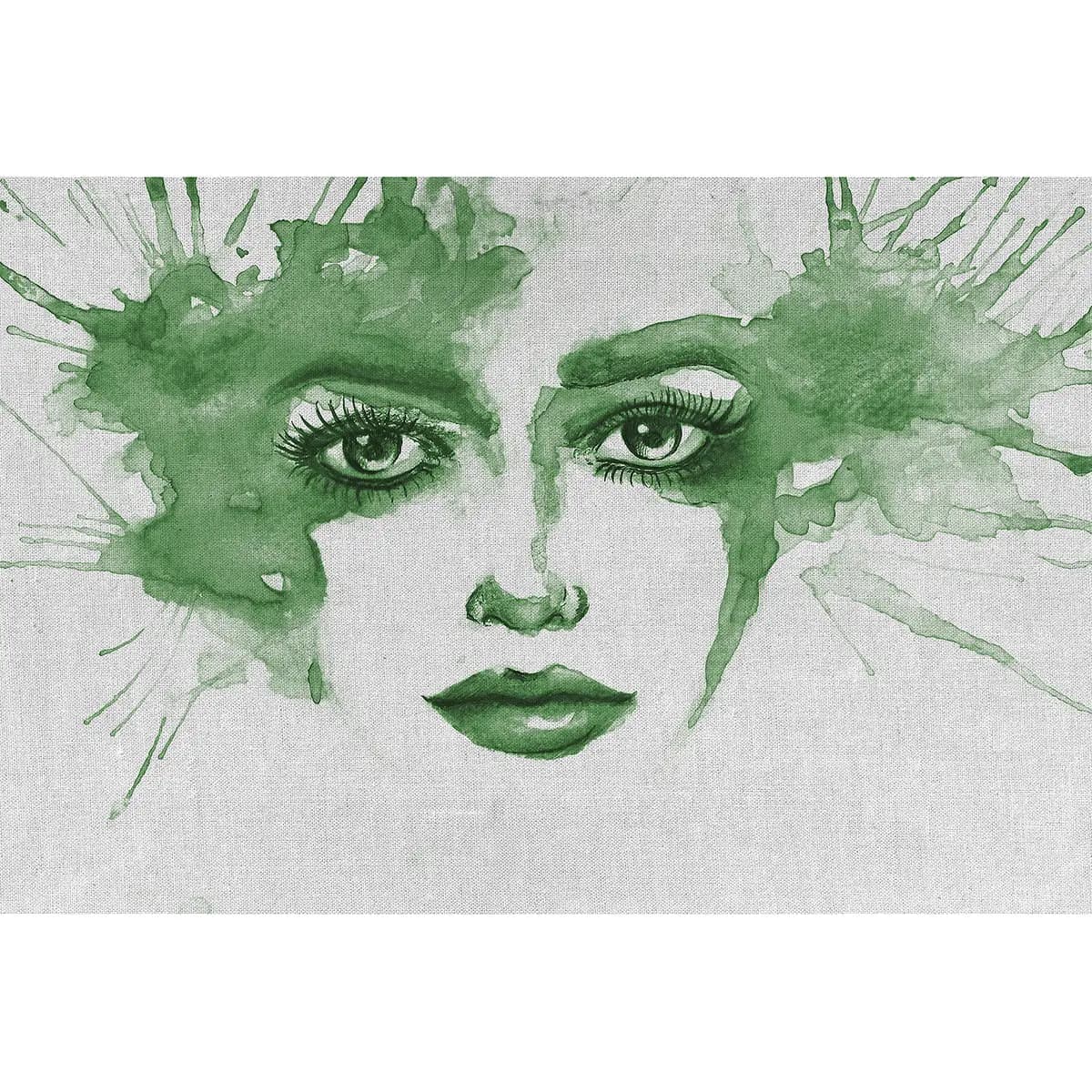 Fototapete Watercolour Face II 4 x 2cm Strukturvlies | Grün