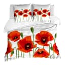 Bettwäsche Blumen 155 x 220 cm + 2 Kissen 80 x 80 cm Rot | Rot